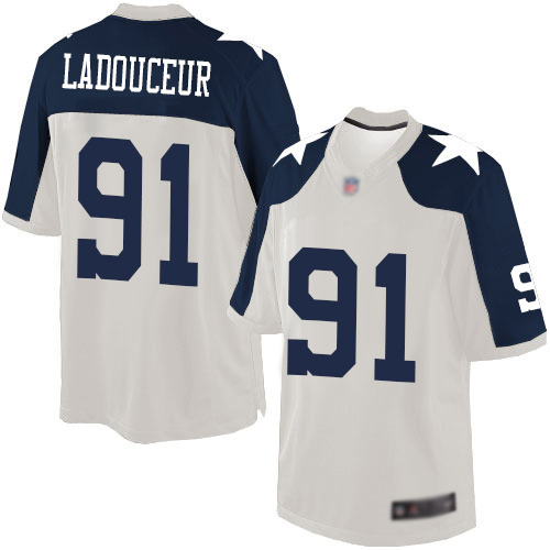 Men Dallas Cowboys Limited White L. P. Ladouceur Alternate #91 Throwback NFL Jersey